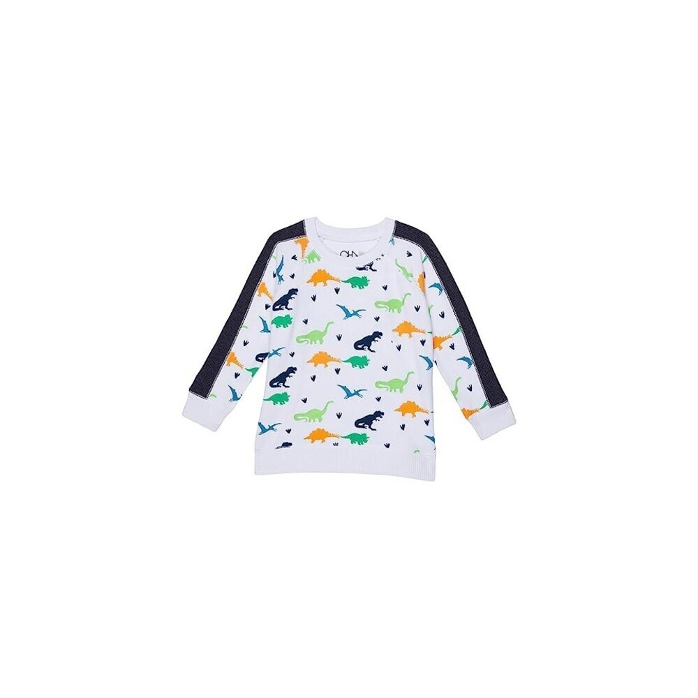 Chaser Sweatshirt Kids 10 White Dino Allover Print Long Sleeve Pullover GBO258